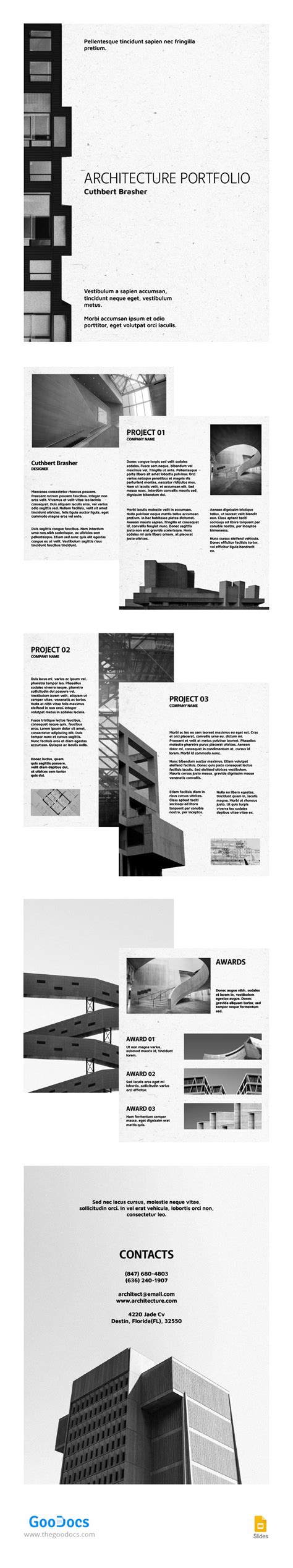 Black & White Architecture Portfolio Template In Google Slides