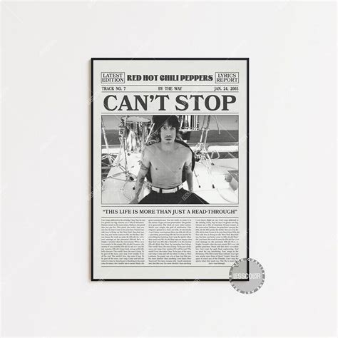 POSTER Red Hot Chili Peppers Retro Newspaper Print Can T Stop Poster Can T Stop Lyrics Print