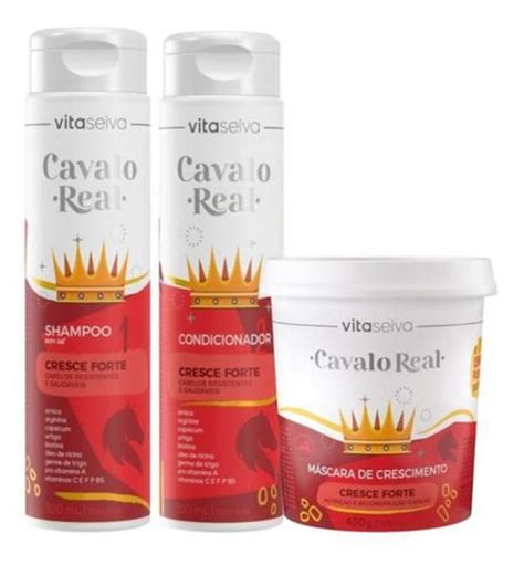 Kit Cavalo Real Cresce Forte Vita Seiva 3 Itens Kit De Tratamento