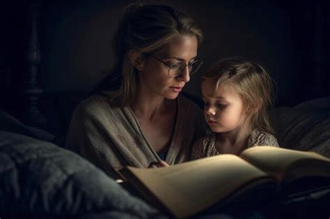 Premium Photo Mother And Daughter Enjoying Bedtime Story Together