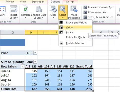 How To Select All Values In Pivot Table Field List Printable Online