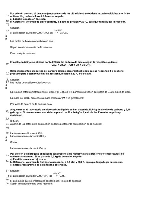 Actividades Estequiometria Y Quimica Del Carbono Pdf