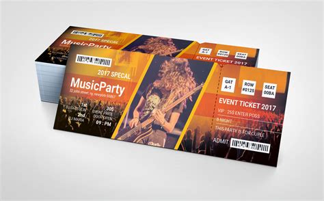 Orange Color Event Ticket Corporate Identity Template