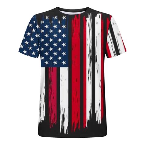 Fafwyp Mens Plus Size American Flag Print T Shirt Independence Day