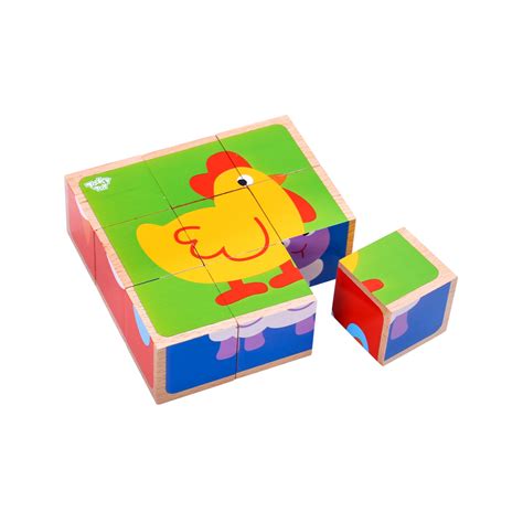 jucarie educativa pentru copii puzzle cubic din lemn emagro