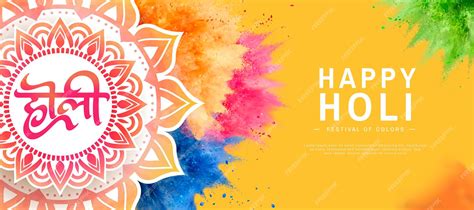 Premium Vector Happy Holi Banner Design With Exploded Colorful Powder And Rangoli 3d Illustration