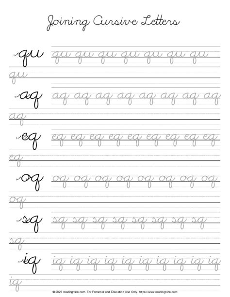 Cursive Letter Q - Joining Letters-Image - ReadingVine