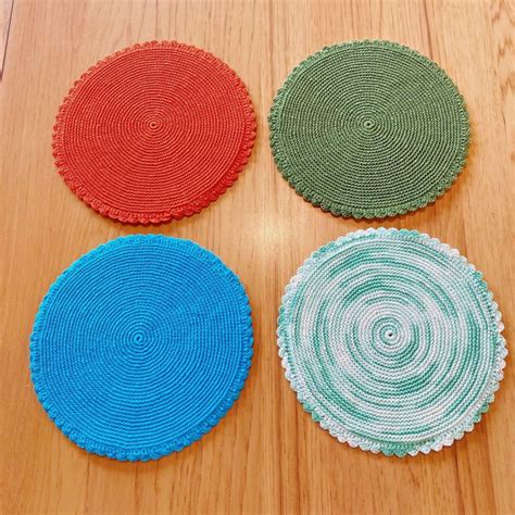 Handcrafted Kitchen Vintage Hand Crocheted Hot Pads Doilies Doily Colorful Mcm Retro 560s