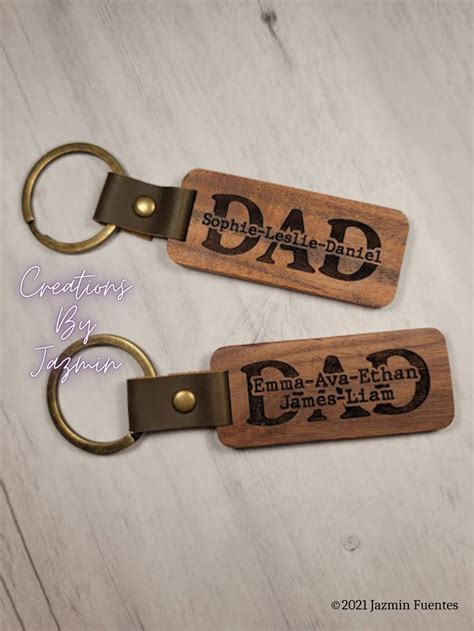 Fathers Day T Personalized Wood Dad Keychain With Children Names