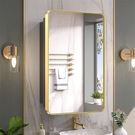 Amazon Keonjinn X Inch Mirrored Gold Medicine Cabinets For