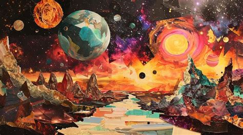 Premium Photo Cosmic Scene With Incredible Planets Torn Paper Collage