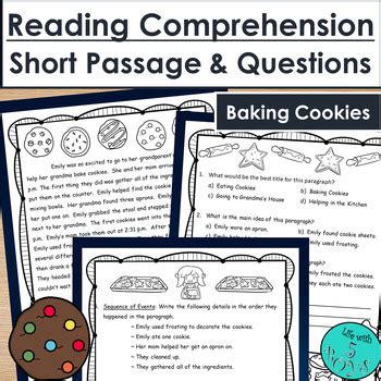 3rd Grade Short Reading Passage With Comprehension Questions Baking