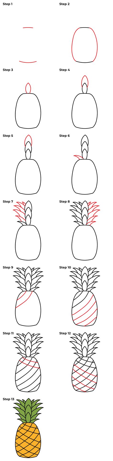 how to draw pinapple