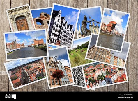 Gdansk Poland Postcard Collage Landmark Photo Collection Stock