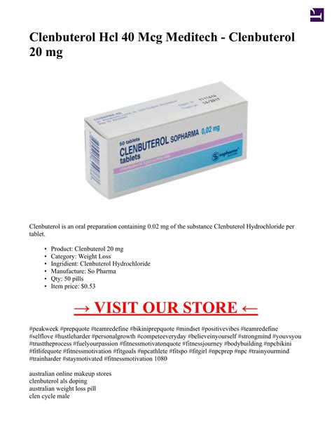 Clenbuterol Hcl 40 Mcg Meditech Clenbuterol 20 Mg 50 Pills Pdf