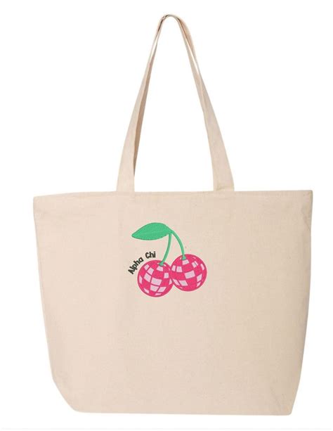 Alpha Chi Omega Embroidered Sorority Tote Bag With Zipper AXO Greek