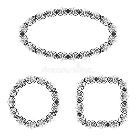 Vector Black And White Ornate Frames Set Stock Illustration