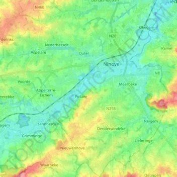 Topografische Kaart Ninove Hoogte Reli F