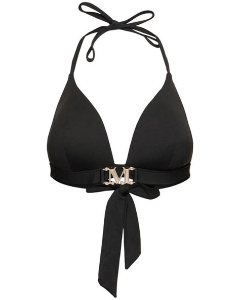 Max Mara Astra Logo Jersey Triangle Bikini Top In Black Lyst