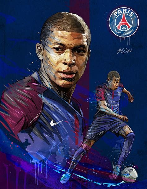 My Painting Of Kylian Mbappé Young Soccer Player Of The Psg Soccer