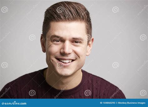 Portrait of a Smiling Young White Man Looking To Camera Stock Image - Image of copy, white ...