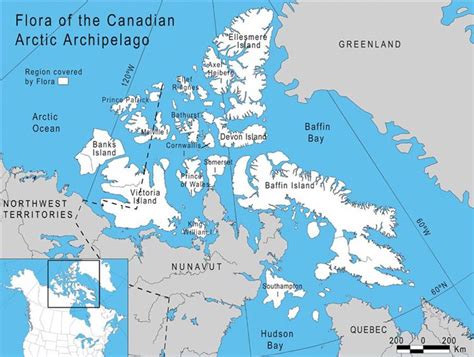 A Map Of The Canadian Arctic Region With Major Cities And Rivers