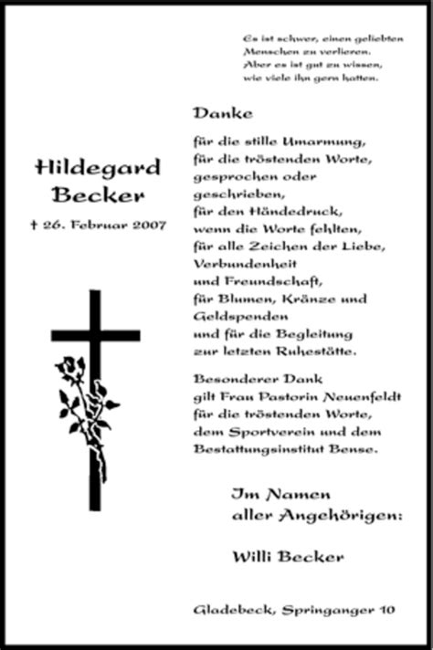 Traueranzeigen Von Hildegard Becker Trauer Hna De