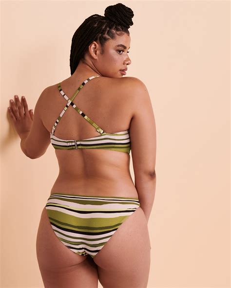 Seafolly Sun Stripe Dd Cup Bandeau Bikini Top Avocado Green Bikini