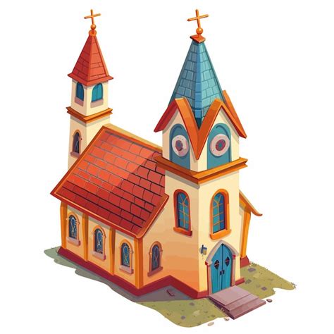 Um Desenho De Uma Igreja Uma Cruz No Topo Vetor Premium