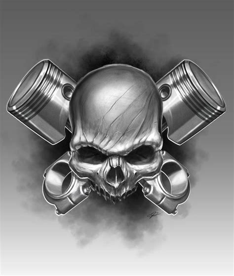 43 Best Realistic Skull And Pistons Tattoo Images On Pinterest Piston