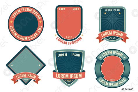 Retro badge template with ribbons - stock vector 2541465 | Crushpixel