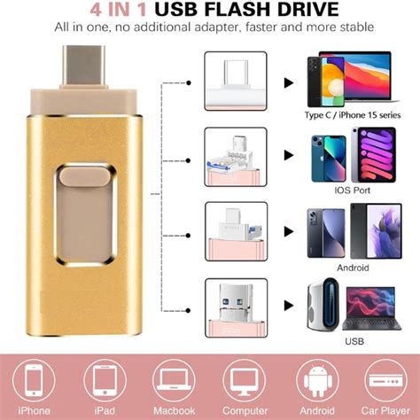 Usb памет Флашка 4 в 1 Micro Usb Type C Lightning Compatible Pc Iphone Android 256gb