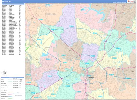 Raleigh North Carolina Wall Map (Color Cast Style) by MarketMAPS - MapSales