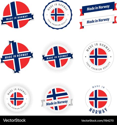 Set Of Made In Norway Labels And Ribbons Vector Image