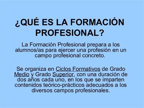 Qué Es La Formación Profesional