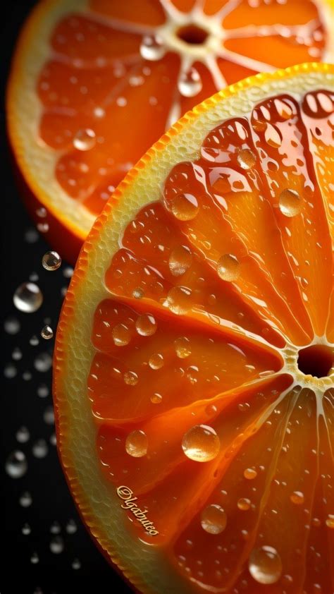 Fresh Orange Slices With Water Droplets