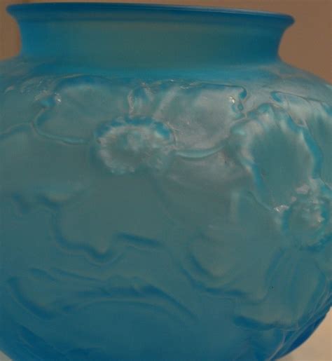 Tiffin Poppy Floral Heavily Embossed Sky Blue Satin Glass Etsy