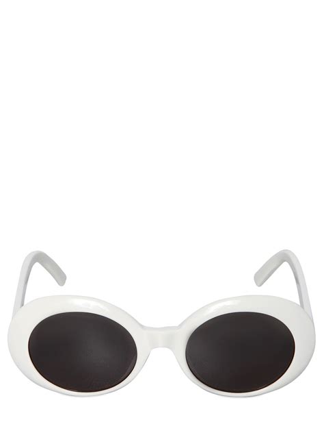 Saint Laurent Sl Shiny Acetate Round Sunglasses In White For Men