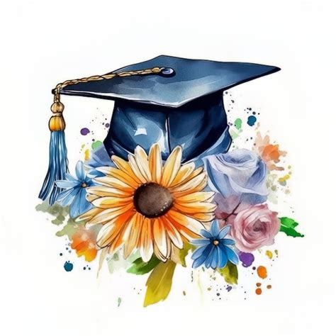 Premium Ai Image A Watercolor Painting Of A Graduation Cap With A