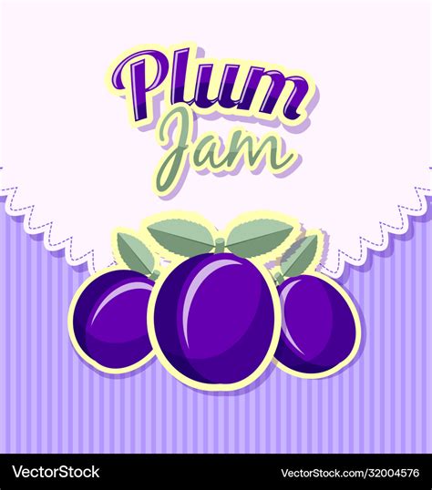 Retro plum jam label Royalty Free Vector Image