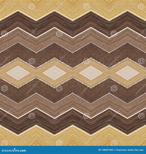 Abstract Zig Zag Design In Wood Material With Various Colors