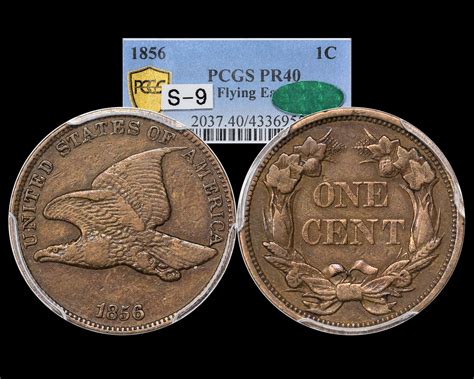 1856 1c Flying Eagle Cent S 9 Pcgs Pf40 Cac The Penny Lady®