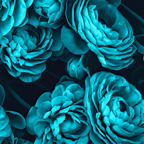 Beautiful Teal Flowers · Creative Fabrica