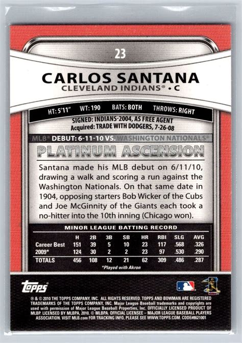 Bowman Platinum Rc Carlos Santana Ebay