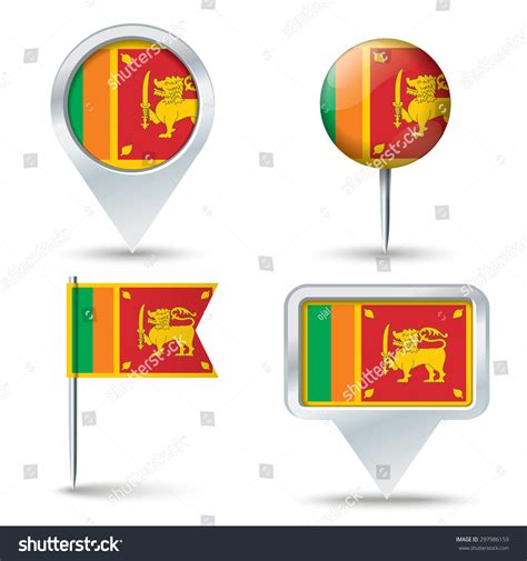 Map Pins Flag Sri Lanka Vector เวกเตอร์สต็อก ปลอดค่าลิขสิทธิ์