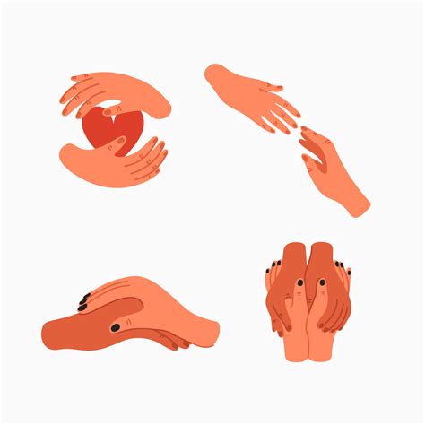 Helping Hand And Empathy Icons Human Hands Gestures Psychological