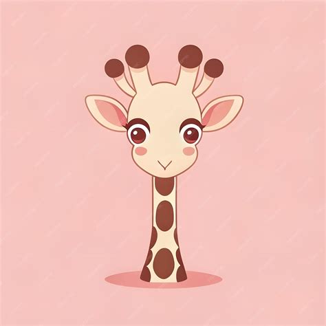 Premium Photo Cute Kawaii Giraffe Vector Clipart Icon Cartoon Character Icon On A Pale Pink