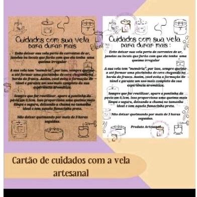 Cart O Cuidados Sua Vela Artesanal O Unidades Shopee Brasil