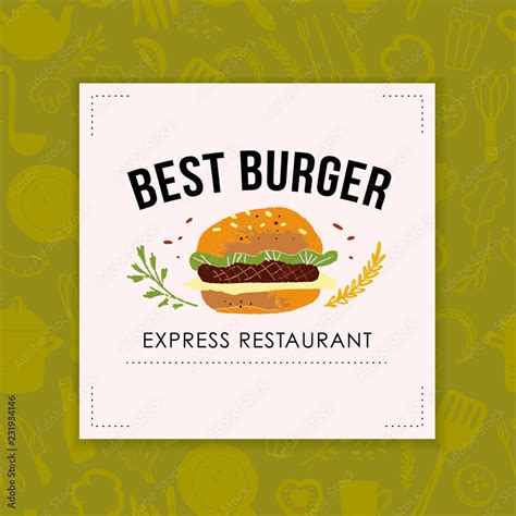 vector burger  fast food caferestaurantbar logo design  seamless