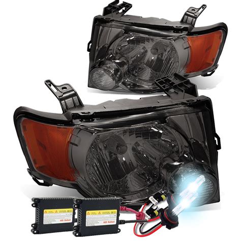 HID Xenon 08 12 Ford Escape OE Style Euro Headlights Smoked Amber